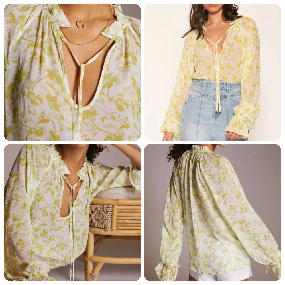 Anthropologie Aureta Sheer Printed Blouse - Picture 5 of 5